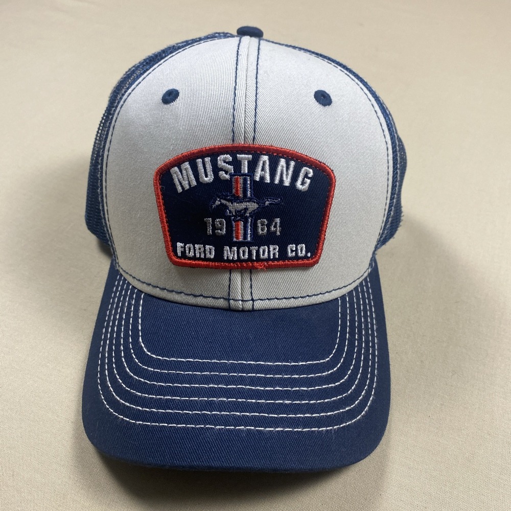 Ford Mustang Snap Back Adjustable Hat Embroidered Logo Navy Gray Baseball Cap